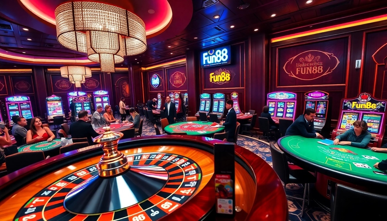 Enjoying an exciting game at Fun88's luxurious casino tables with roulette and poker.
