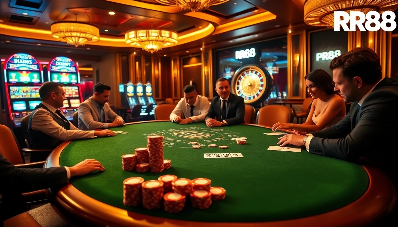 Engage in high-stakes poker at RR88 with lavish chips and an elegant atmosphere.
