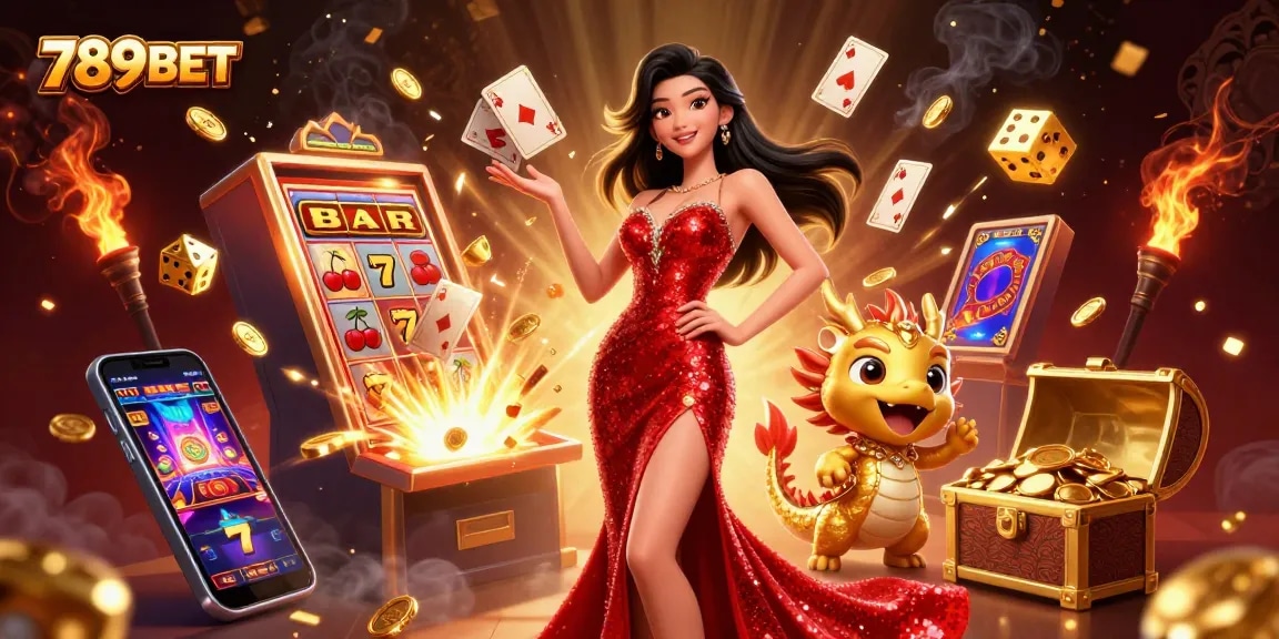 Experience thrilling games at 789BET with a captivating casino scene featuring dynamic elements.