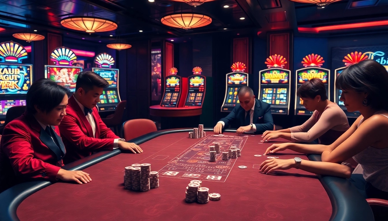 Experience thrilling action at https://rr88c.mobi/ with poker players engaged in strategy at a luxurious casino table.