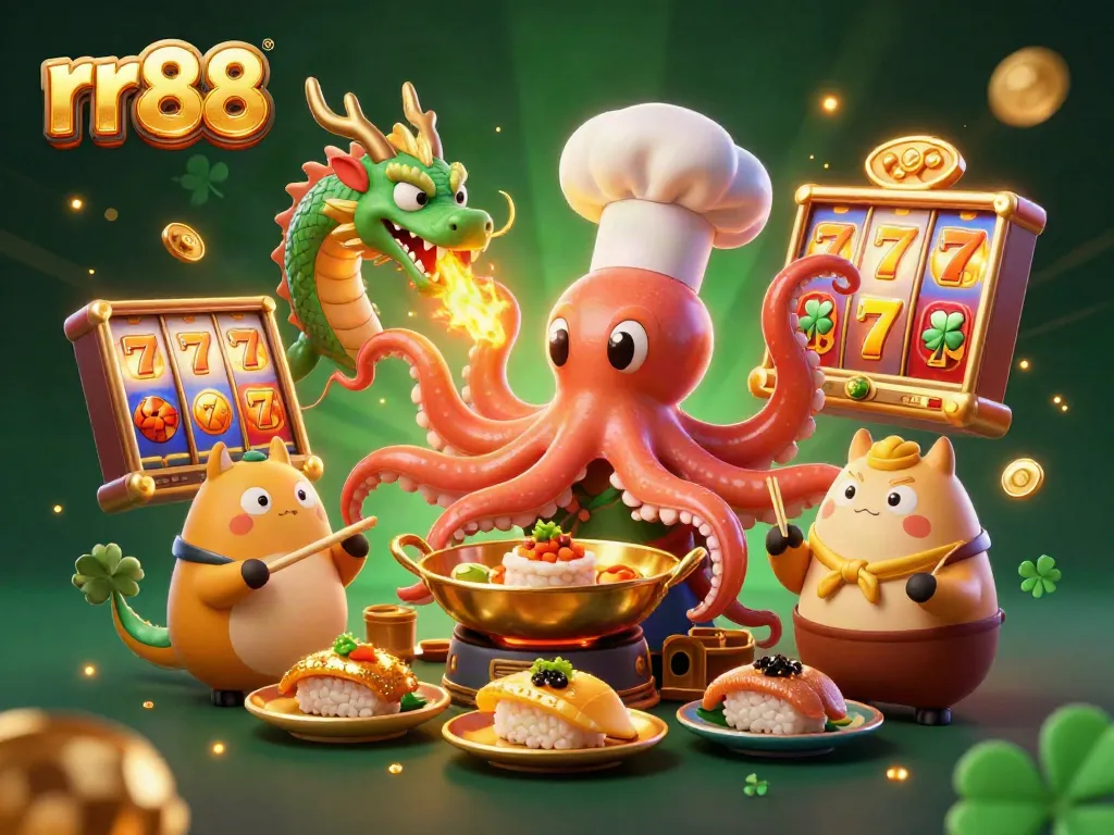 Experience thrilling gaming with rr88's colorful slot machines featuring lucky symbols and vibrant characters.