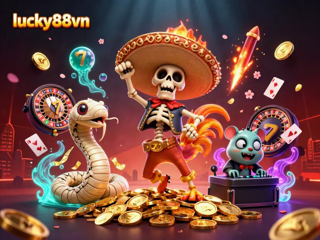 Engage with lucky88vn's winning slots and casino thrill with vibrant characters in action.