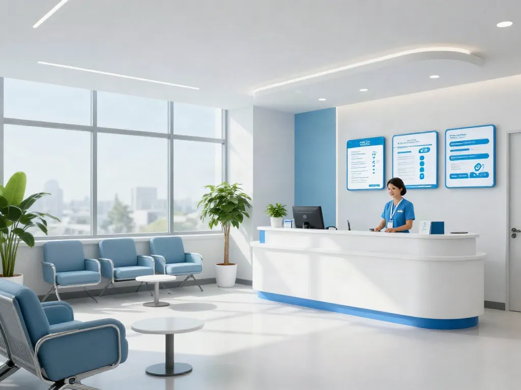 A bright and welcoming weight loss pharmacy with friendly staff and comfortable seating for patients in a modern clinic.