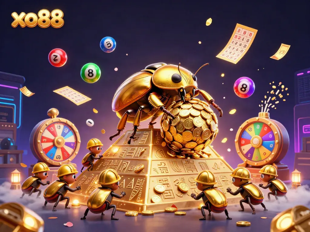 Experience thrilling gameplay with xo88's vibrant casino scene featuring games and winning elements.