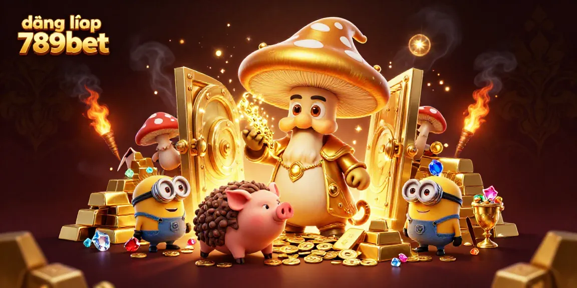 Experience the magic of đăng nhập 789bet as golden treasures and characters collide in a vibrant casino scene.
