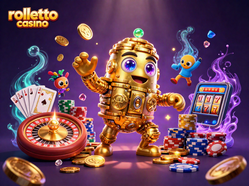 Engage with rolletto casino in this vibrant 3D illustration of exhilarating slot and table games.