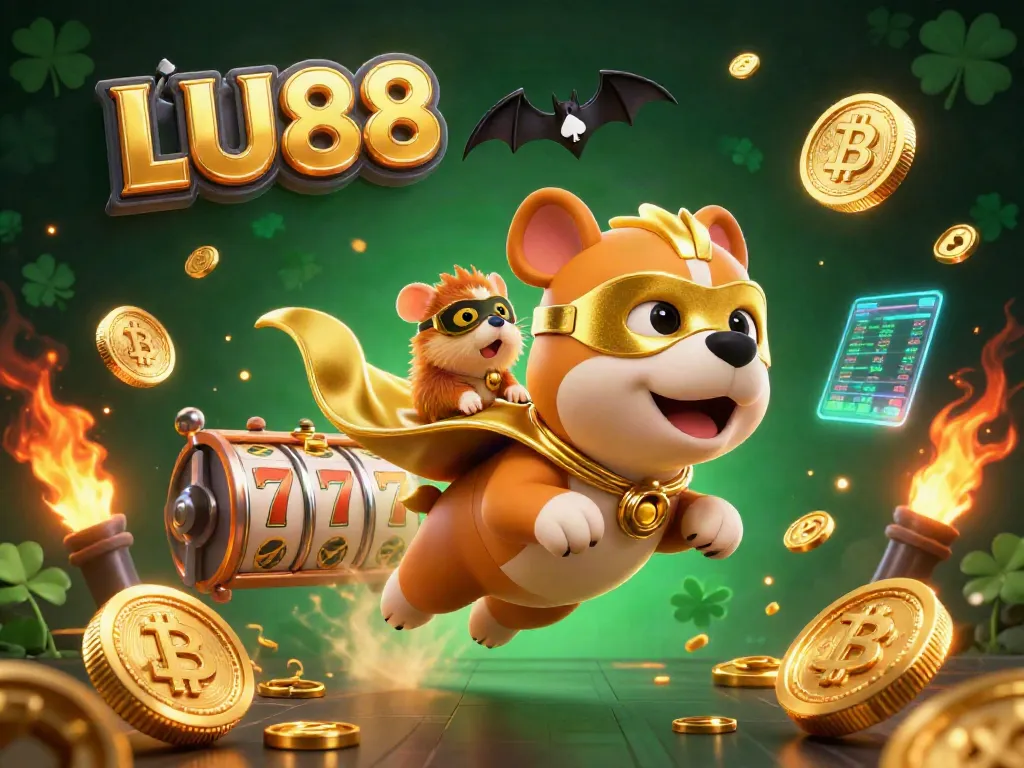 LU88 elevates your online casino experience with vibrant 3D gaming elements featuring lucky coins and slots.
