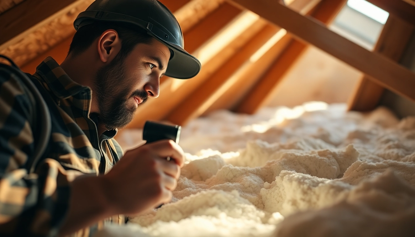 Addressing spray foam condensation issues with professional inspection in an attic.