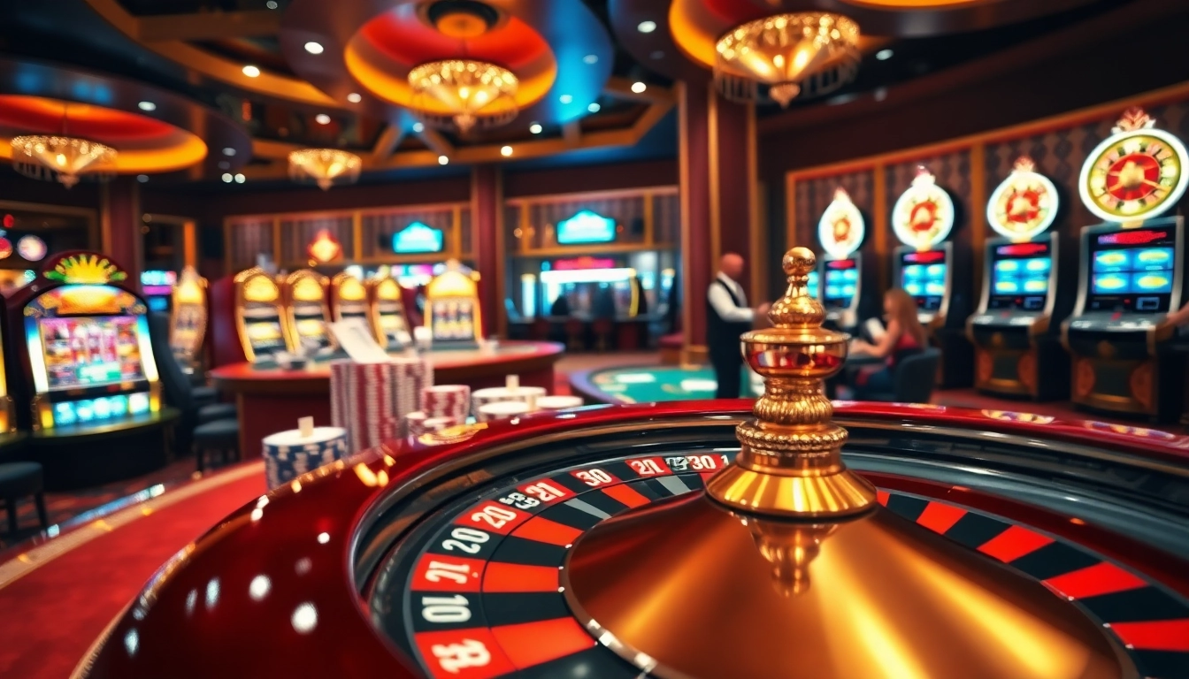 Experience the thrill of Slot Terpercaya in a luxury casino setting, showcasing dynamic games and vibrant players.