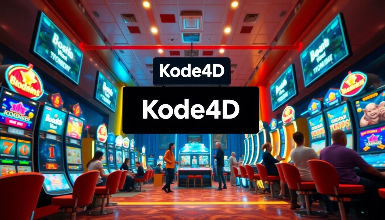 Kode4d link banner displaying vibrant online gaming environment with players enjoying slot machines