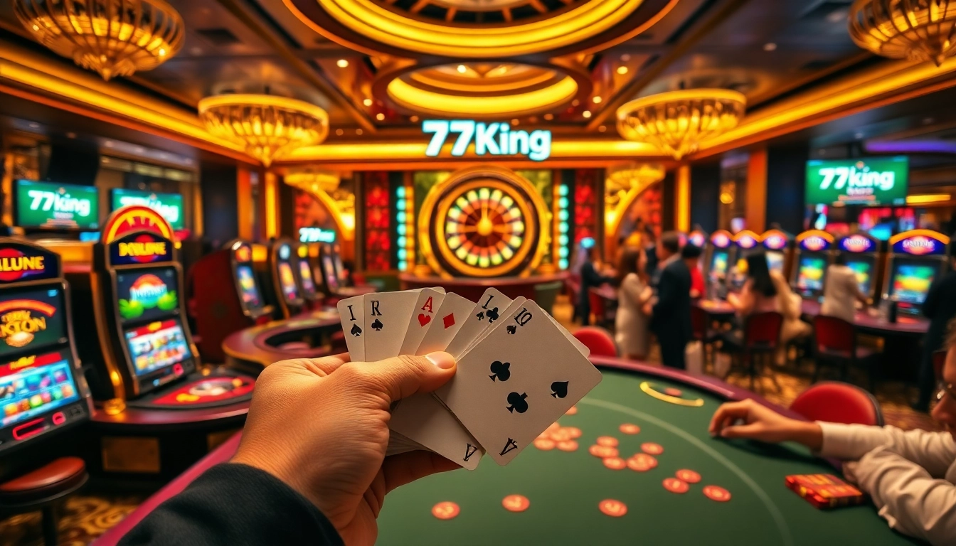 79king players celebrate their wins at a vibrant casino table surrounded by exciting gaming activities.