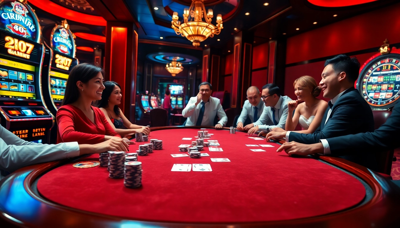 Experience the thrill of ib88 poker in a luxurious casino setting with vibrant chips and cards.