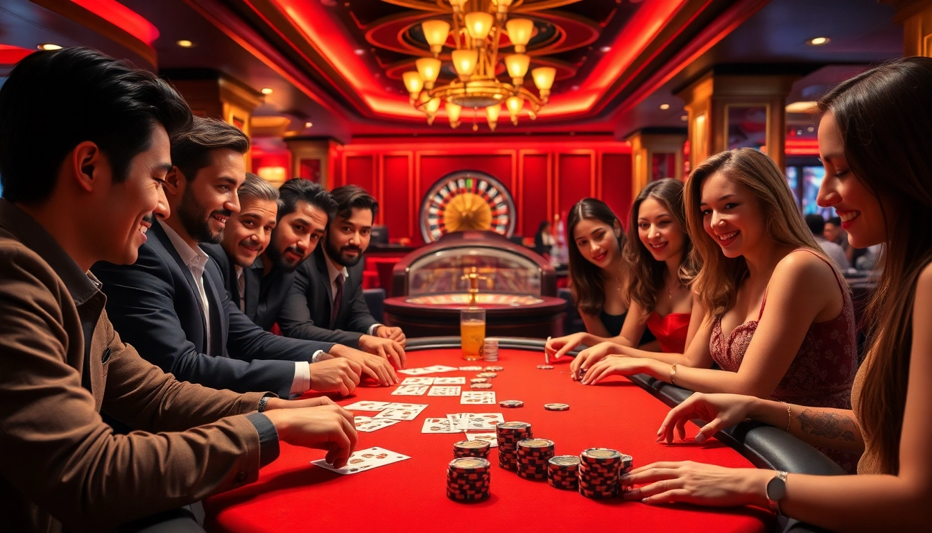 Players enjoy a thrilling poker game at TV88 with colorful chips and cards on the table.