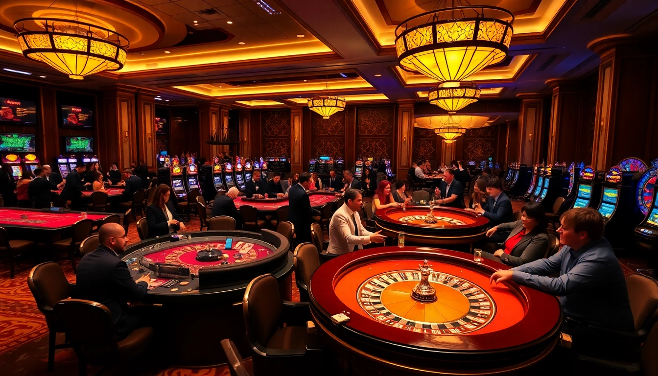 Excited gamblers enjoying a luxurious gaming experience at Luck8 casino.