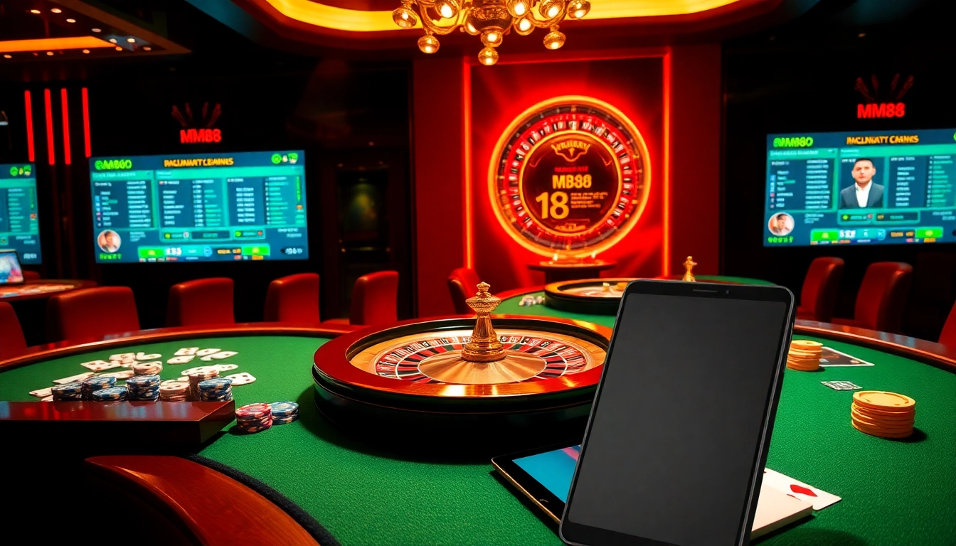 An engaging casino atmosphere showcasing the MM88 platform for online gambling adventures at https://1mm888.com/ with vibrant games and excitement.