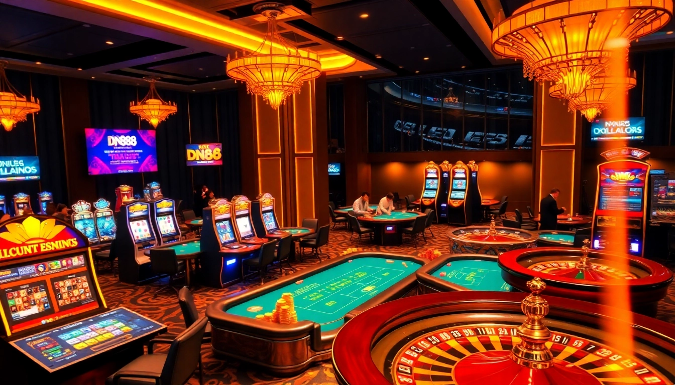 Experience thrilling gameplay at DN88, featuring exciting games and vibrant casino aesthetics.