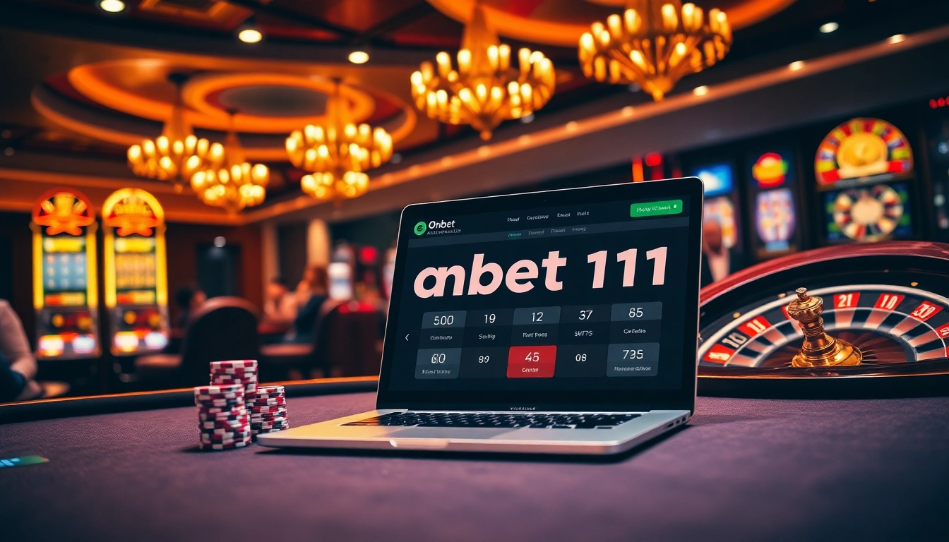 Exciting online gambling scene showcasing https://onbet11.net/ gaming interface with vibrant casino elements.