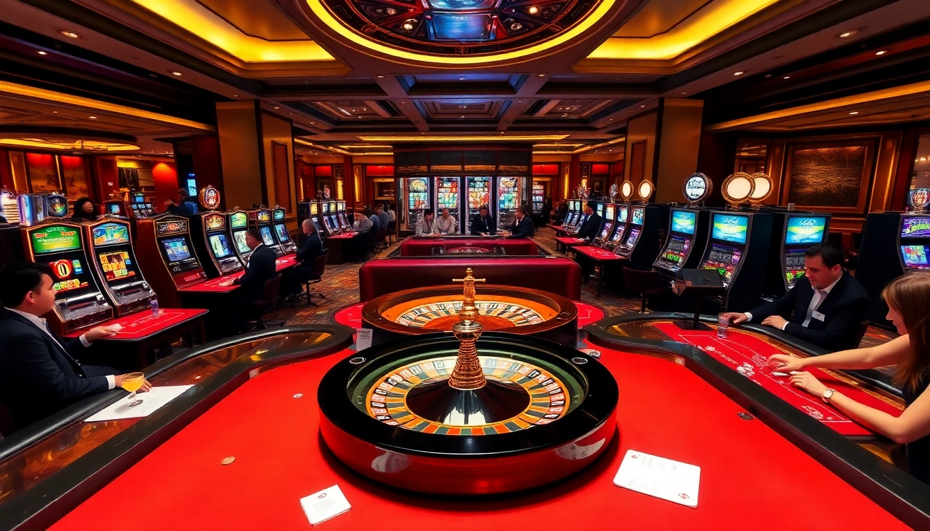 Experience the thrill of high-stakes gambling at 88vv with vibrant casino tables and roulette.