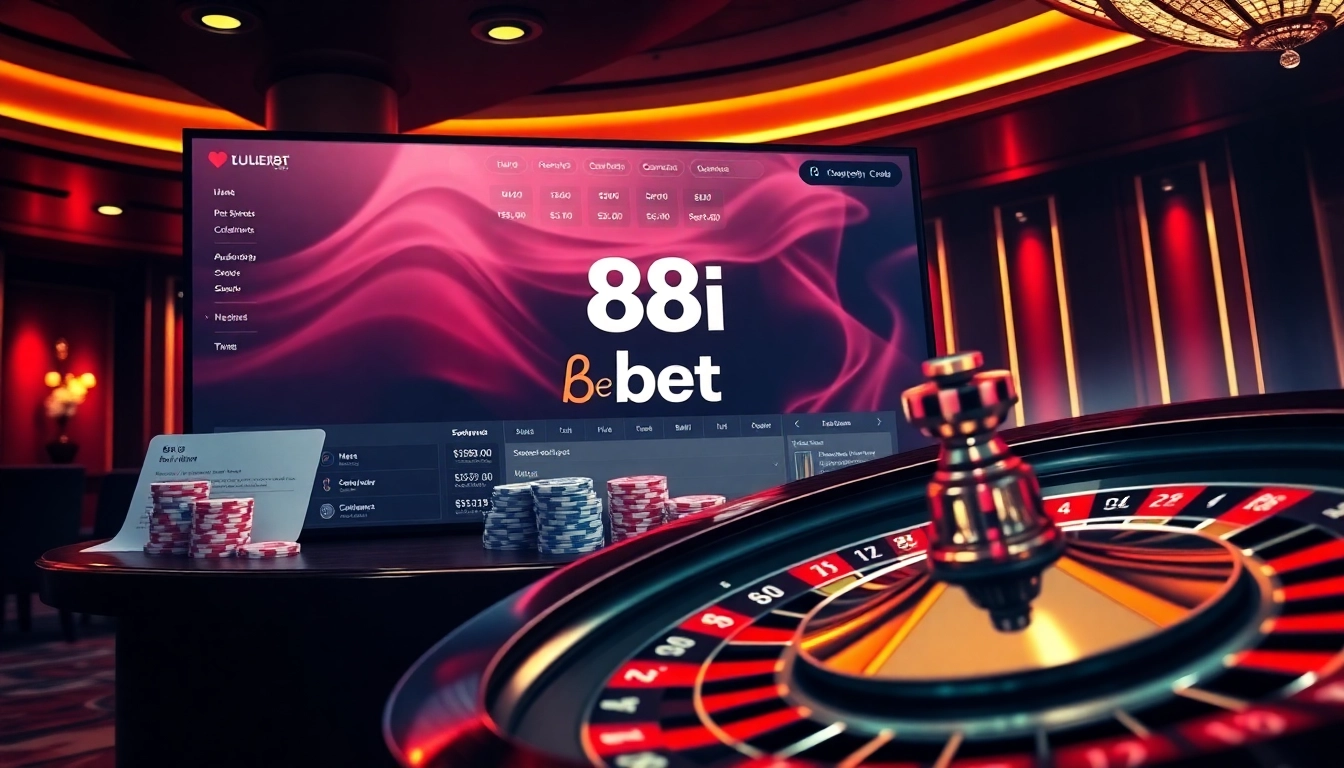 Feel the thrill of 88i bet with vibrant poker chips and a sleek betting slip in a luxurious casino.