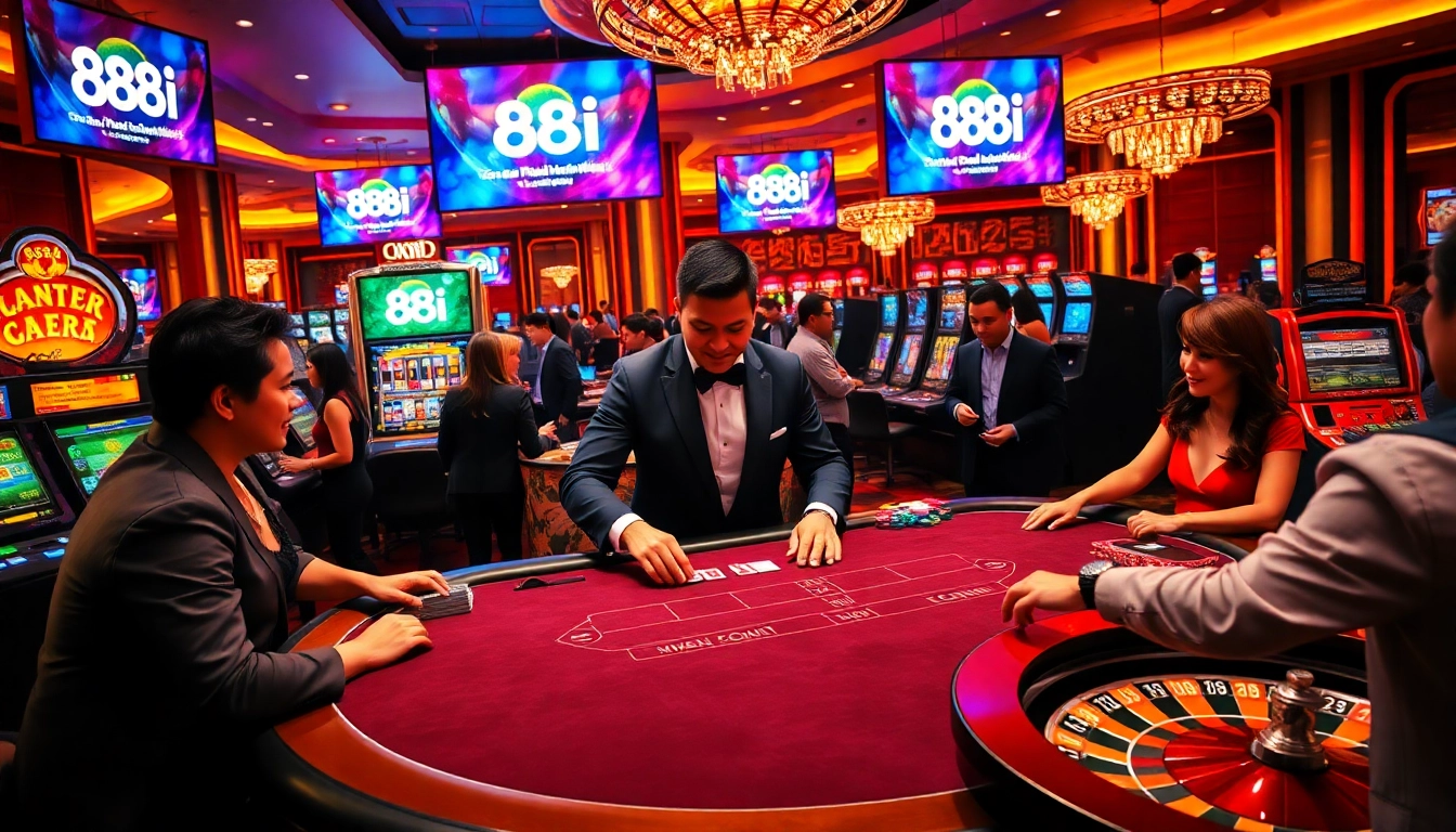 Gamblers enjoying excitement at an elegant casino table featuring 88i.