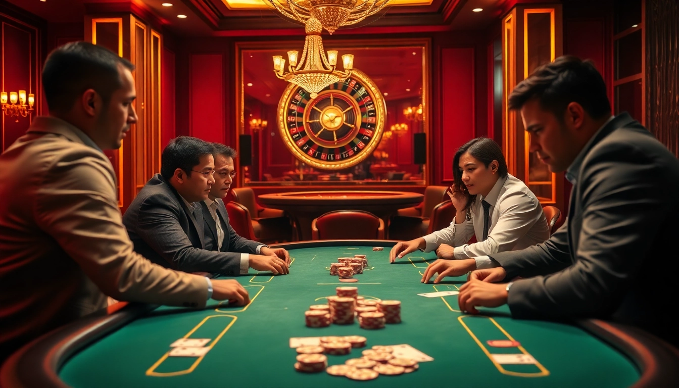 High-stakes poker action at hay.win's luxurious gaming table with chips and cards.