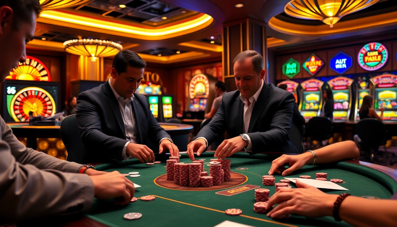 Engaged players at a luxurious casino table enjoying the thrill of RR99 betting.