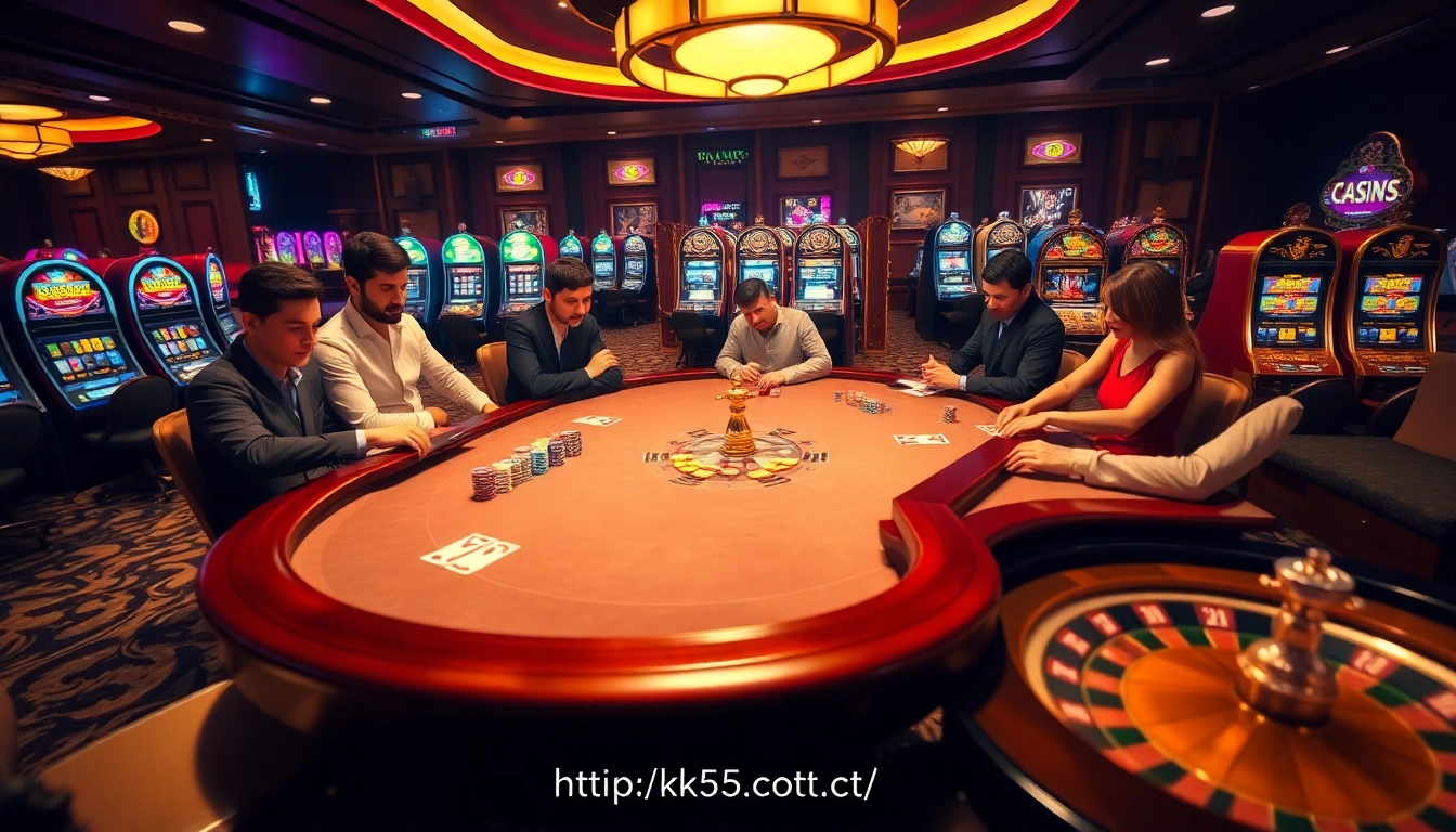 Experience thrilling poker games at https://kk55.host/, featuring luxury casino tables and vibrant action.