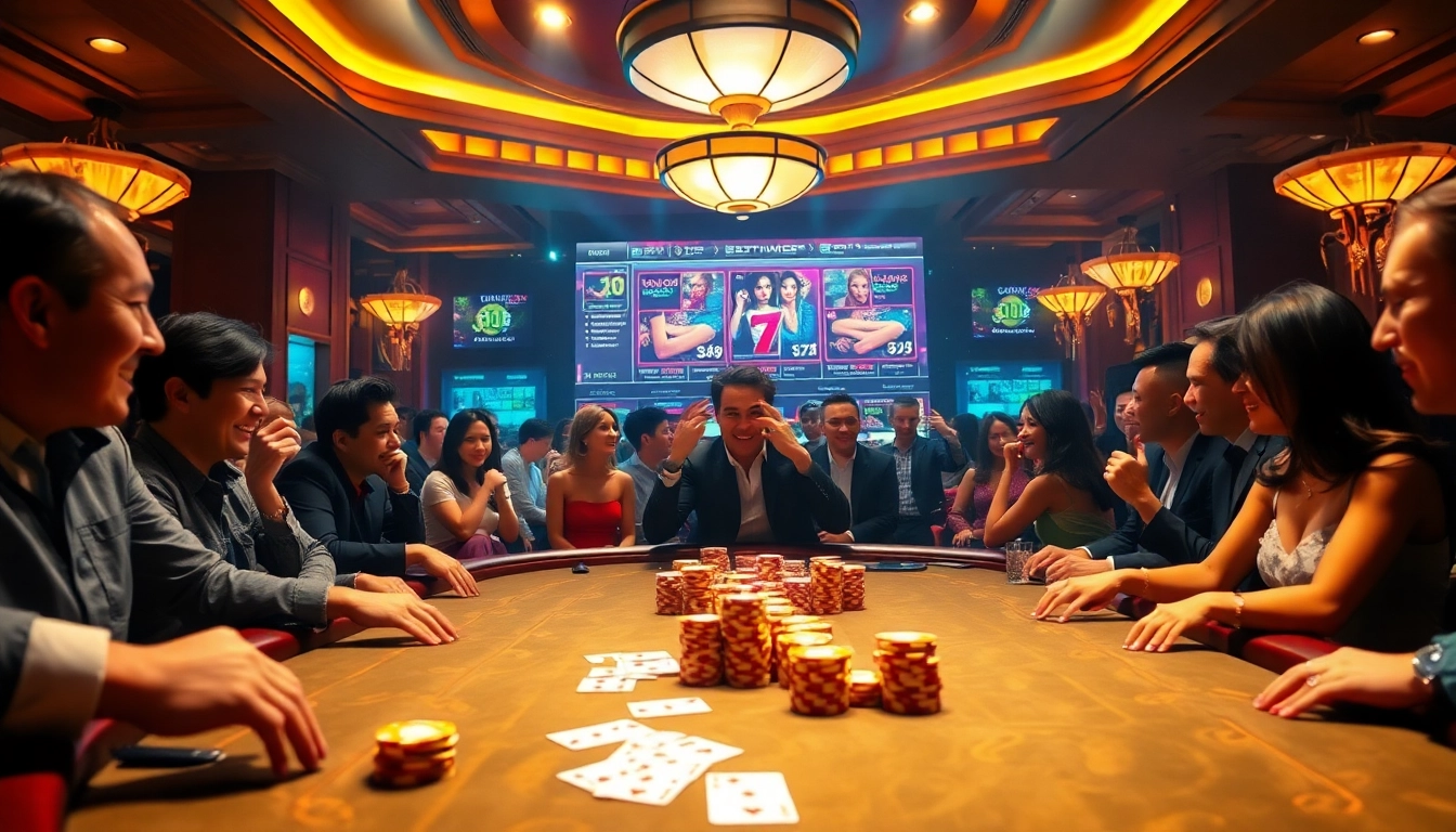 Experience thrilling gameplay at https://thabet77.org/ with vibrant poker scenes featuring stylish tables, chips, and cards.