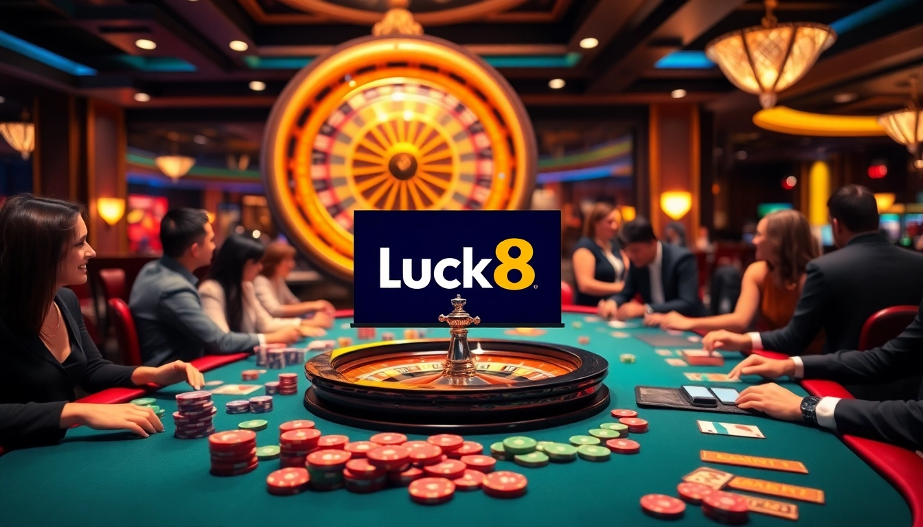 Engaging players enjoying various games at Luck8's vibrant online casino.