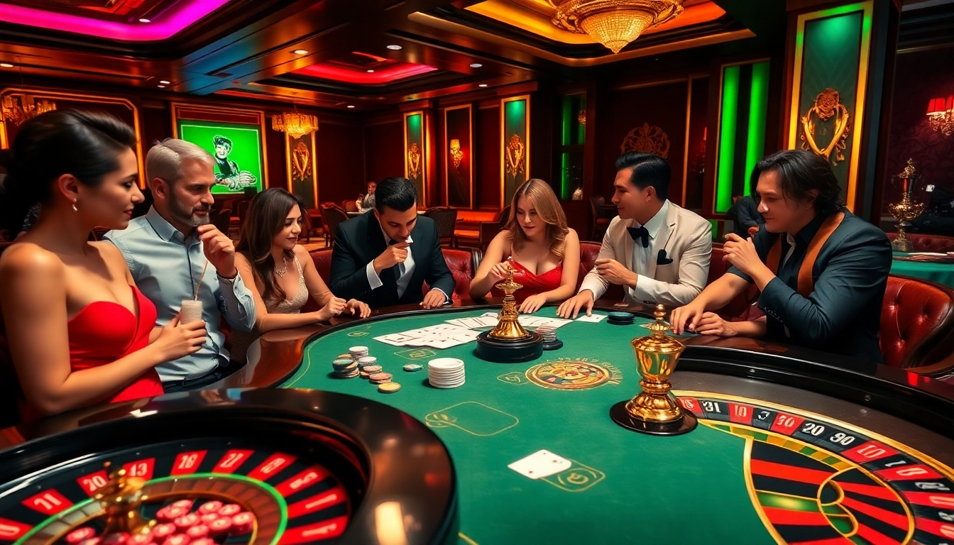 HITCLUB casino scene featuring a vibrant roulette table with chips and cards.